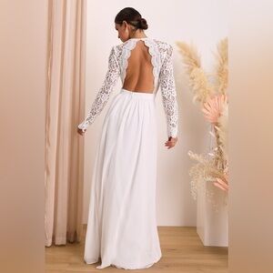 Lulus Awaken My Love White Long Sleeve Lace Maxi Dress. XS. NWT.
